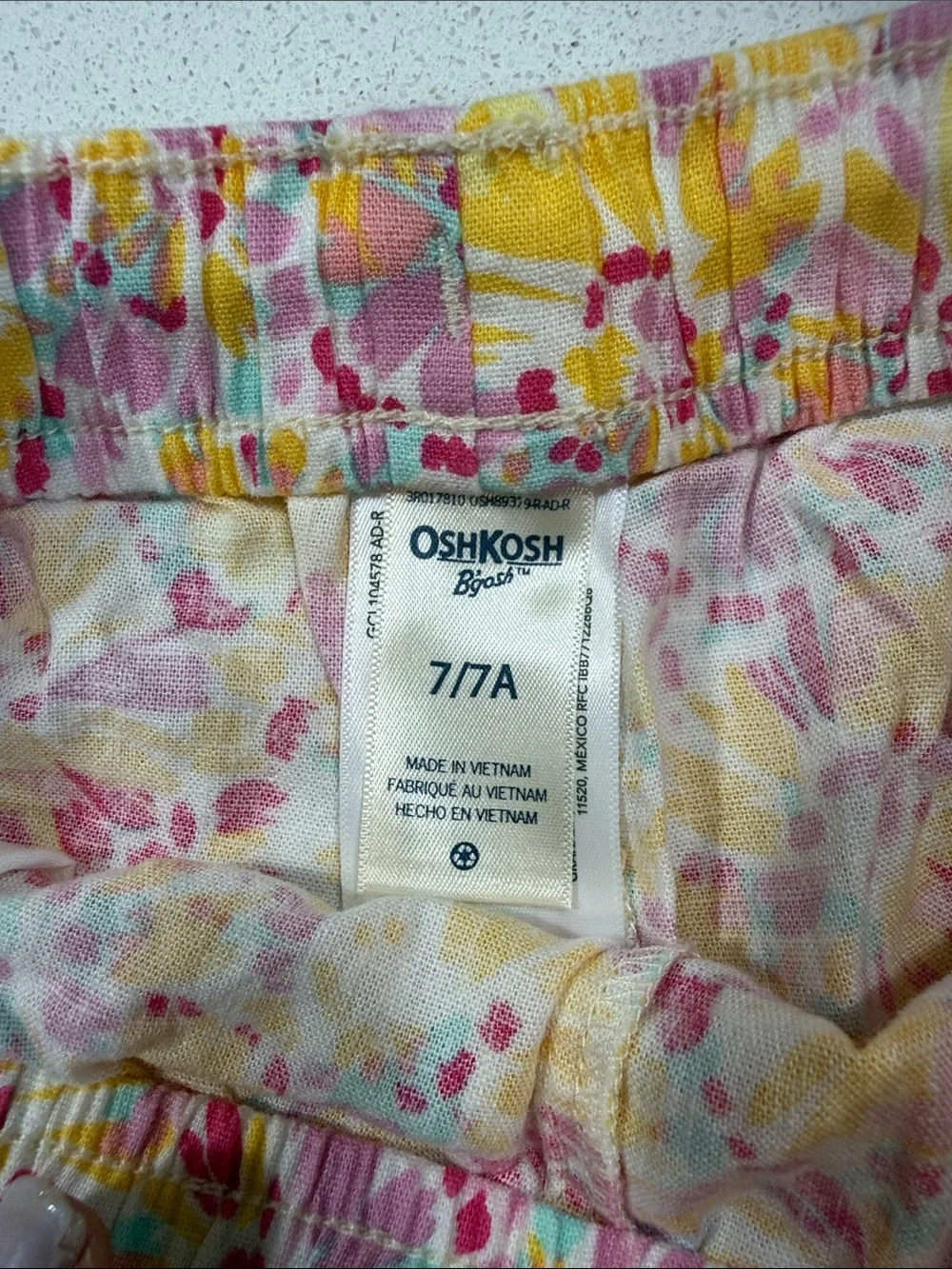 OshKosh B'gosh Yellow, Pink and White Floral Drawstring Girls Shorts